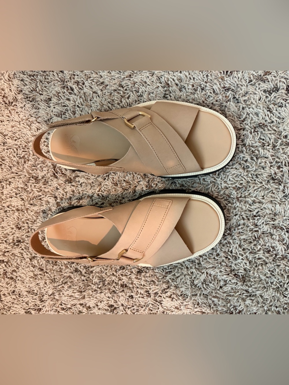 Sorel Rein Women’s tan/taupe Cross-Strap Platform Sandals size 8.5 - Picture 2 of 6